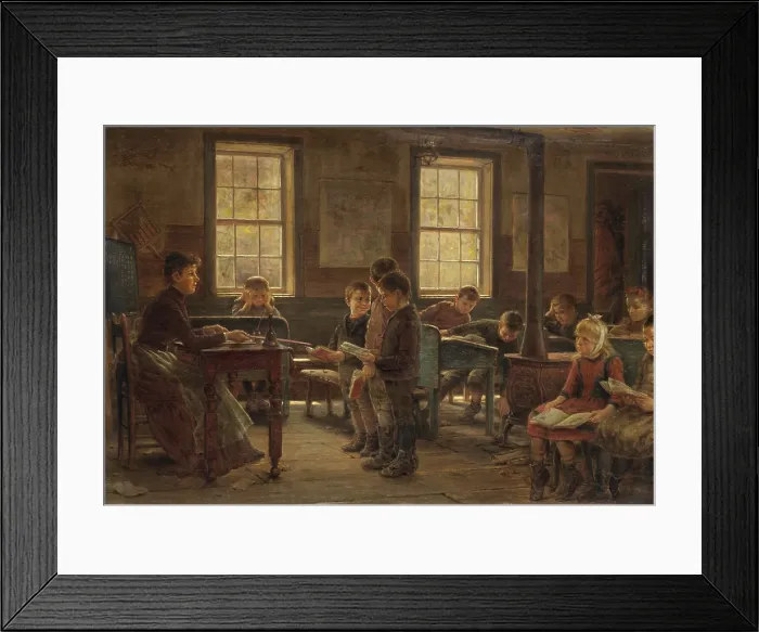 Framed Print : A COUNTRY SCHOOL, 1890, by Edward Lamson Henry. American painting, oil on canvas. The artist, aka E.L
