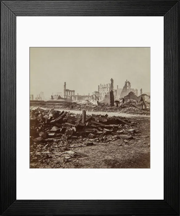 Framed Print : Great Chicago Fire, Oct. 9, 1871. Ruins left after the fire northwest from Clark and Monroe Streets (BSLOC_2019_8_174) Framed Print : Great Chicago Fire, Oct. 9, 1871. Ruins left after the fire northwest from Clark and Monroe Streets (BSLOC_2019_8_174)
