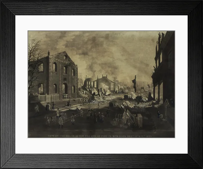 Framed Print : Ruins after the Great Fire in New York City as seen from Exchange Place. Dec. 16-17th, 1835 (BSLOC_2019_8_169) Framed Print : Ruins after the Great Fire in New York City as seen from Exchange Place. Dec. 16-17th, 1835 (BSLOC_2019_8_169)