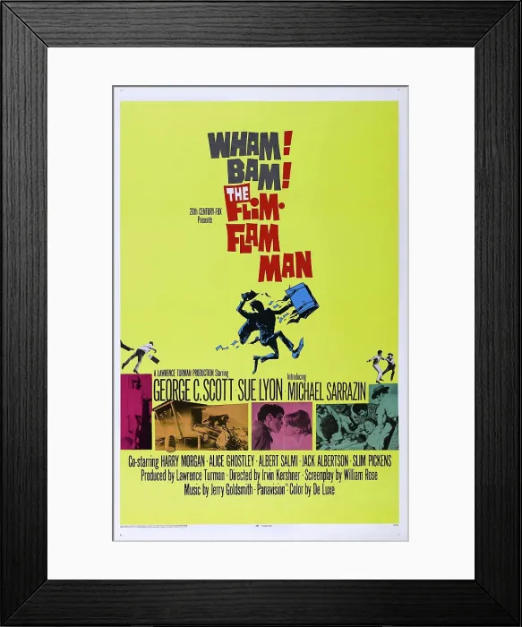 Framed Print : THE FLIM FLAM MAN, US poster, bottom pink photo: Michael Sarrazin, Sue Lyon, 1967