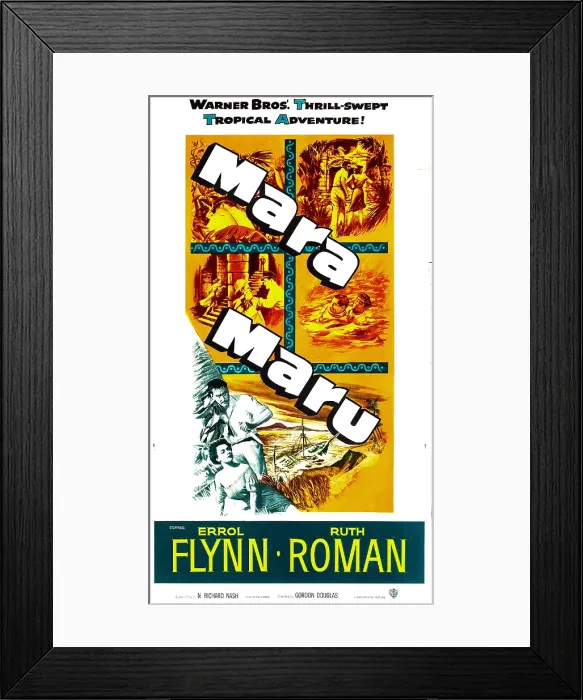 Framed Print : MARA MARU, US poster art, bottom left: Ruth Roman, Errol Flynn, 1952 Framed Print : MARA MARU, US poster art, bottom left: Ruth Roman, Errol Flynn, 1952
