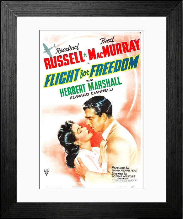 Framed Print : FLIGHT FOR FREEDOM, US poster, from left: Rosalind Russell, Fred MacMurray, 1943 Framed Print : FLIGHT FOR FREEDOM, US poster, from left: Rosalind Russell, Fred MacMurray, 1943