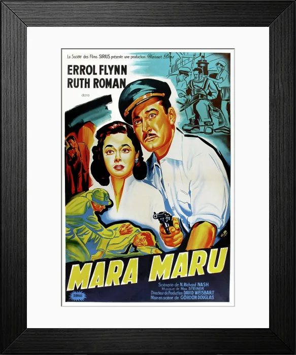 Framed Print : MARU MARU, Ruth Roman, Errol Flynn, (French poster art), 1952