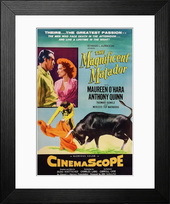 Framed Print : THE MAGNIFICENT MATADOR, US poster art, from left: Anthony Quinn, Maureen O'Hara, 1955. TM & Copyright 20th Century-Fox Film Corp