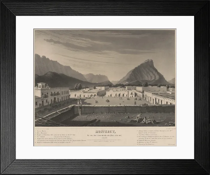 Framed Print : Mexican American War. Monterey, in October 1846, after the battle and occupied by the US Army commanded by Gen. Zachary Taylor. The previous day, Gen Framed Print : Mexican American War. Monterey, in October 1846, after the battle and occupied by the US Army commanded by Gen. Zachary Taylor. The previous day, Gen