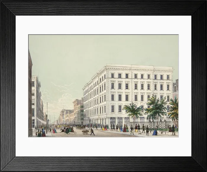 Framed Print : Stewart's Buildings and Broadway, New York City, ca. 1850. Stewart's Marble Palace at 280 Broadway was a department store constructed between 1846-1848