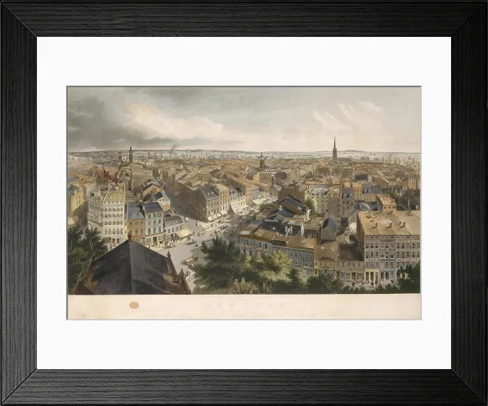 Framed Print : New York from the Steeple of St. Paul's Church, Looking East, South, and West, 1849