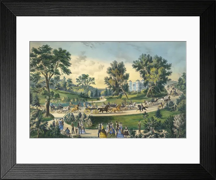 Framed Print : The Grand Drive, Central Park, New York City, 1869. Frederick Law Olmsted designed six miles of picturesque roads to be shared by both equestrians and carriages Framed Print : The Grand Drive, Central Park, New York City, 1869. Frederick Law Olmsted designed six miles of picturesque roads to be shared by both equestrians and carriages