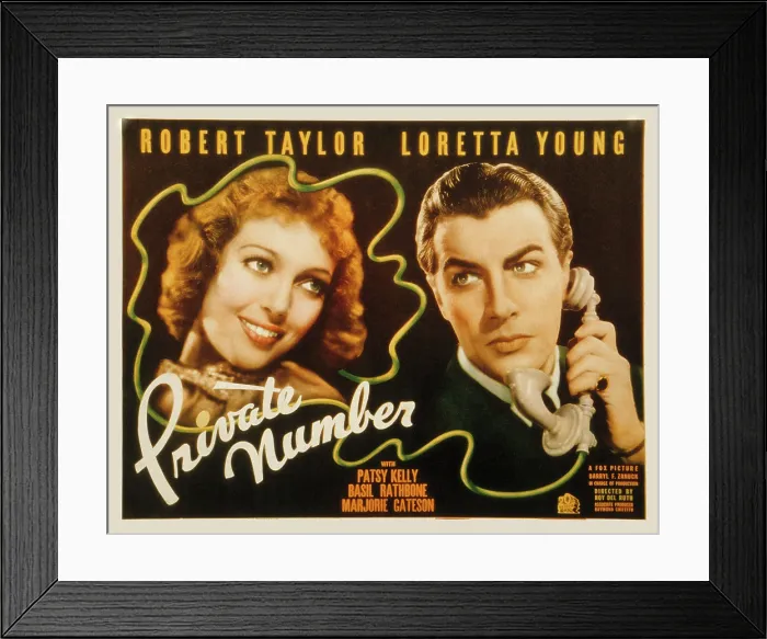 Framed Print : PRIVATE NUMBER, Loretta Young, Robert Taylor, 1936, (c) 20th Century Fox, TM & Copyright  /  Courtesy: Everett Collection