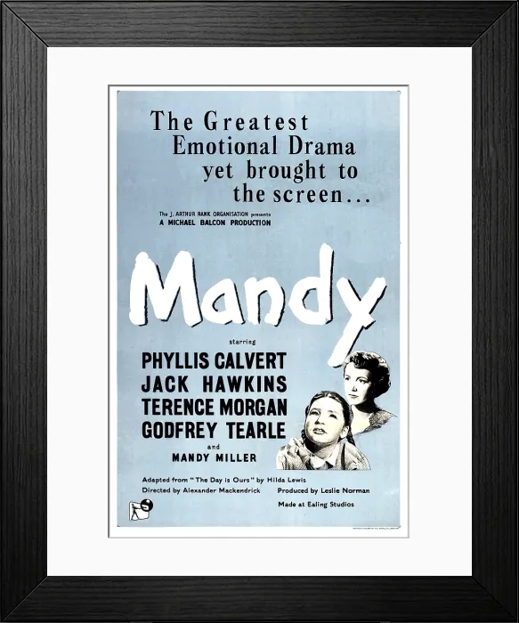Framed Print : MANDY, (aka CRASH OF SILENCE), US poster, from left: Mandy Miller, Phyllis Calvert, 1952