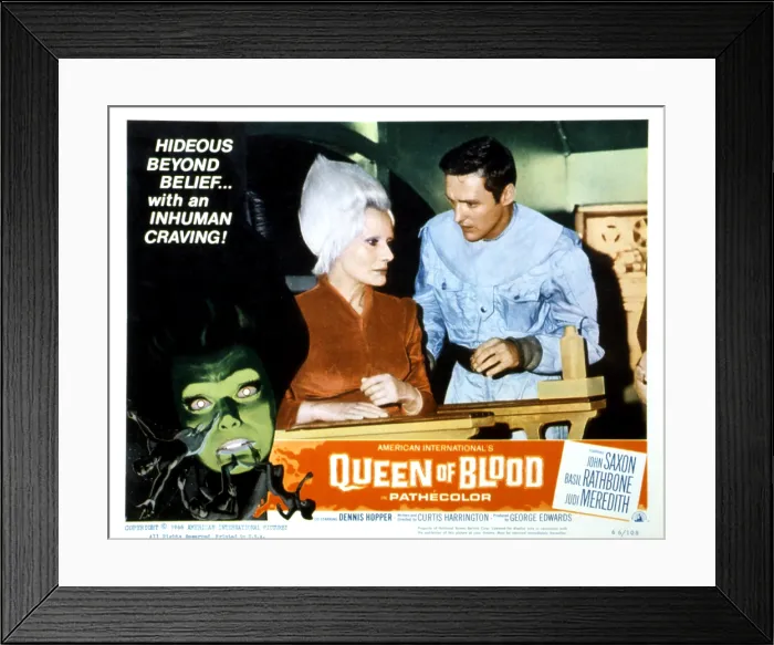 Framed Print : QUEEN OF BLOOD, (lobbycard), Florence Marley, Dennis Hopper, 1966 Framed Print : QUEEN OF BLOOD, (lobbycard), Florence Marley, Dennis Hopper, 1966
