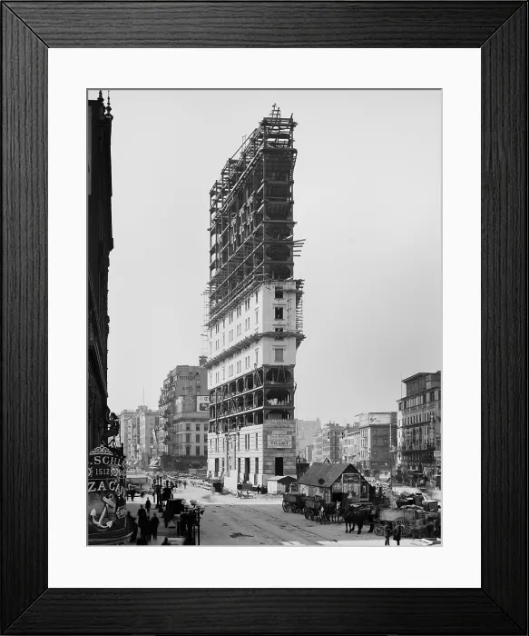 Framed Print : Times Building at One Times Square under construction, in 1904, New York City Framed Print : Times Building at One Times Square under construction, in 1904, New York City