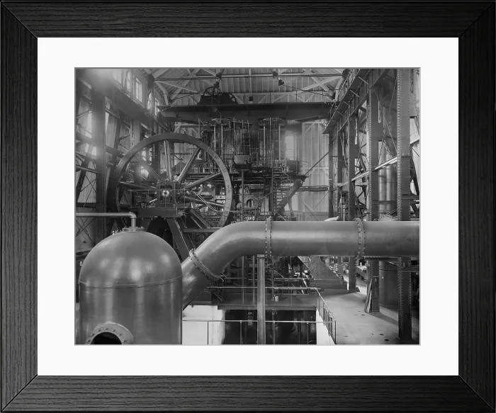Framed Print : 12, 000 horse power compound pump, at the Calumet and Hecla Mining Company stamp mill. Lake Linden, Michigan, 1906 (BSLOC_2018_2_92)