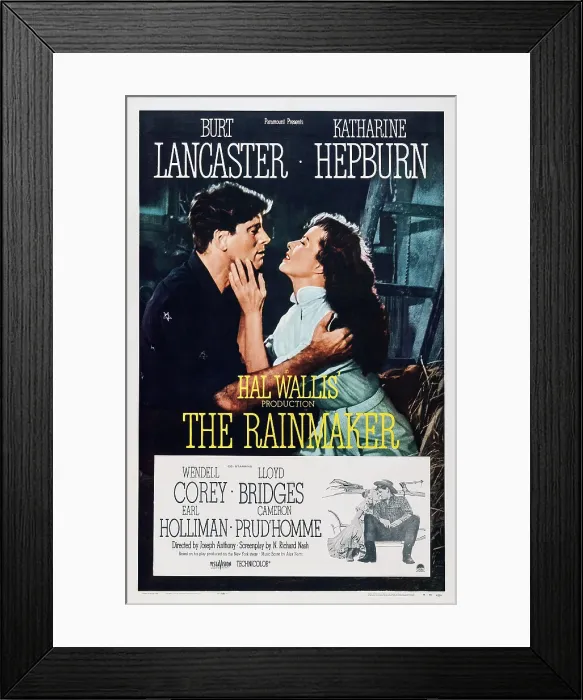 Framed Print : THE RAINMAKER, US poster art, from left: Burt Lancaster, Katharine Hepburn, 1956