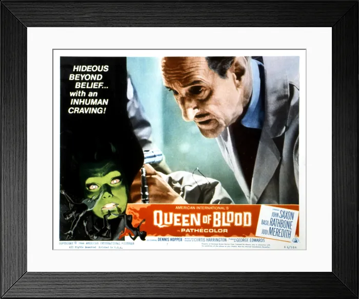 Framed Print : QUEEN OF BLOOD, (lobbycard), Basil Rathbone, 1966