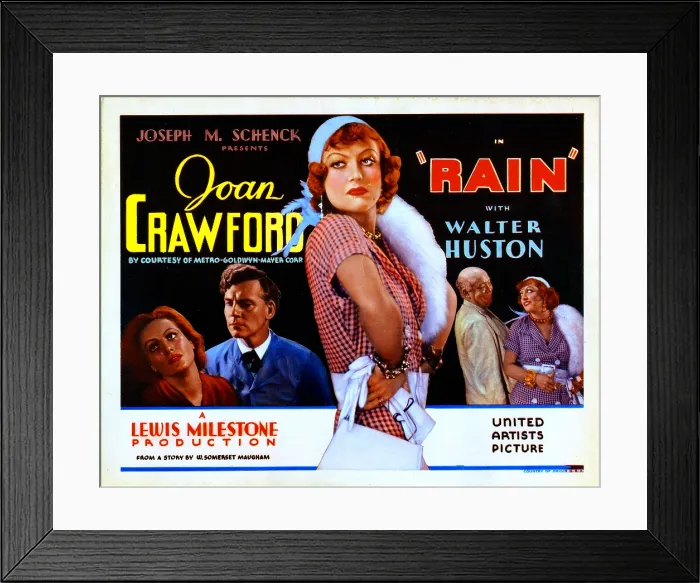 Framed Print : RAIN, from left, Walter Huston, Joan Crawford, Guy Kibbee, 1932