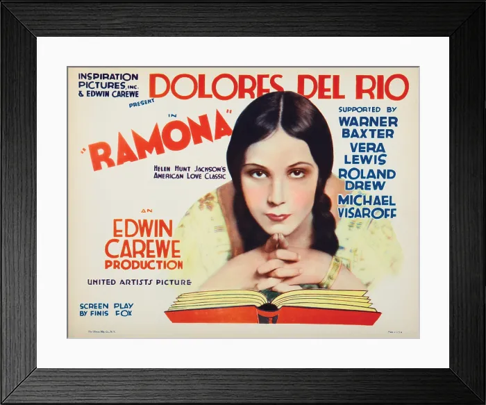 Framed Print : RAMONA, US lobbycard, Dolores Del Rio, 1928