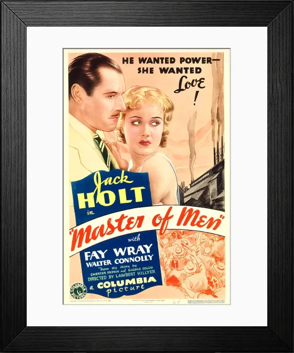 Framed Print : MASTER OF MEN, from left: Jack Holt, Fay Wray on midget window card, 1933