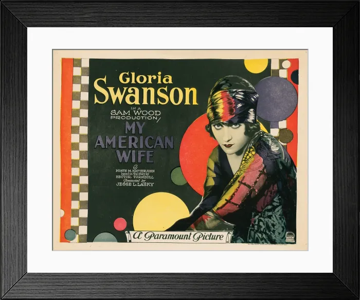 Framed Print : MY AMERICAN WIFE, lobbycard, Gloria Swanson, 1922