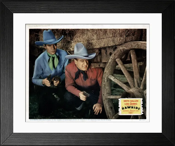 Framed Print : RAWHIDE, from left, Smith Ballew, Lou Gehrig, 1938 Framed Print : RAWHIDE, from left, Smith Ballew, Lou Gehrig, 1938