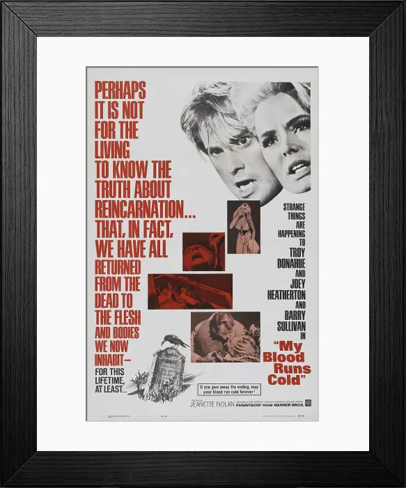 Framed Print : MY BLOOD RUNS COLD, US lobbycard, from left: Troy Donahue, Joey Heatherton, 1965