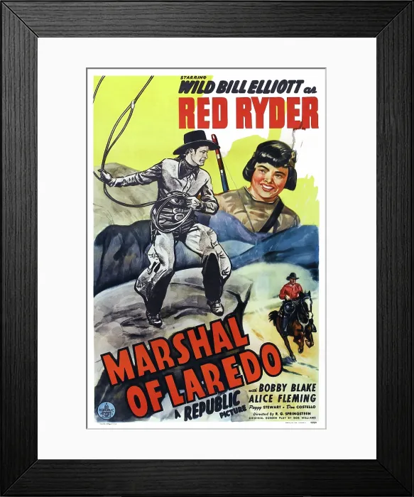 Framed Print : MARSHAL OF LAREDO, US poster, from left: Bill Elliott, Robert Blake, 1945