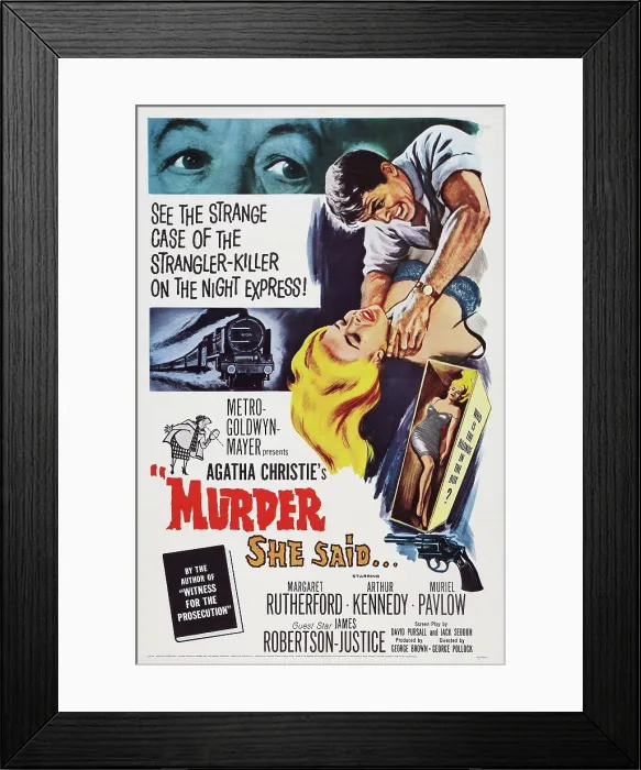 Framed Print : MURDER, SHE SAID, US poster art, top left corner: Margaret Rutherford, 1961 Framed Print : MURDER, SHE SAID, US poster art, top left corner: Margaret Rutherford, 1961