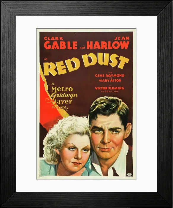 Framed Print : RED DUST, Jean Harlow, Clark Gable, 1932