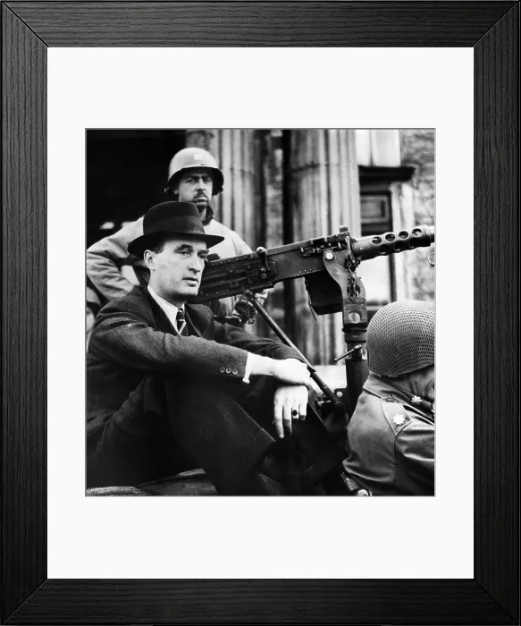 Framed Print : Alfred Krupp sits in the rear seat of a jeep as he is taken away by American troops for questioning. ca. 1945. Courtesy: CSU Archives / Everett Collection