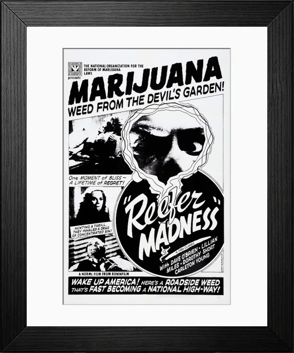 Framed Print : REEFER MADNESS, Dorothy Short, Kenneth Craig on poster art, 1936