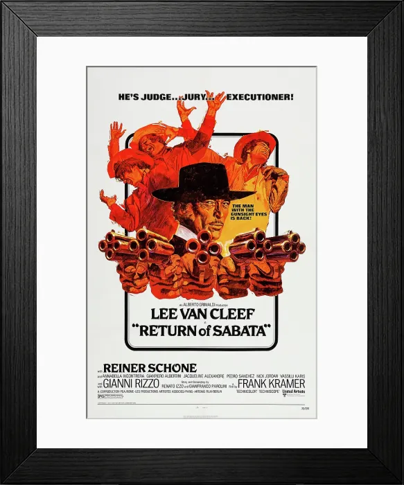 Framed Print : RETURN OF SABATA, (aka E TORNATO SABATA...HAI CHIUSO UN'ALTRA VOLTA), US poster art, Lee Van Cleef, 1971 Framed Print : RETURN OF SABATA, (aka E TORNATO SABATA...HAI CHIUSO UN'ALTRA VOLTA), US poster art, Lee Van Cleef, 1971