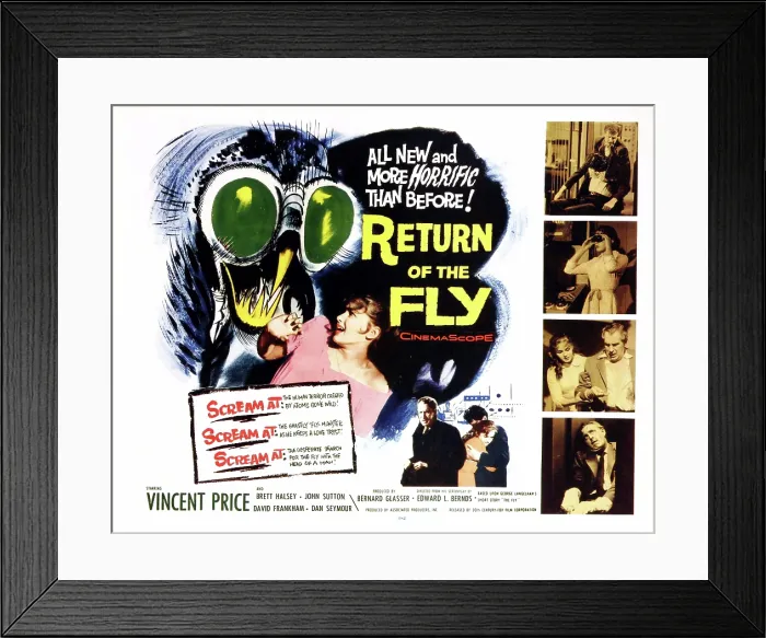 Framed Print : RETURN OF THE FLY, Vincent Price, Ed Wolff, Danielle De Metz, Brett Halsey, Vincent Price, John Sutton, 1959 Framed Print : RETURN OF THE FLY, Vincent Price, Ed Wolff, Danielle De Metz, Brett Halsey, Vincent Price, John Sutton, 1959