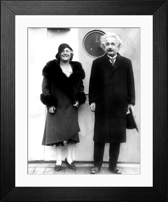 Framed Print : ELSE EINSTEIN and husband ALBERT EINSTEIN aboard the S.S. Bolgenland sailing from Antwerp to the U.S. December, 1930. Courtesy: CSU Archives  /  Everett Collection