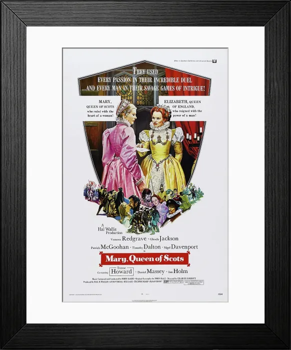 Framed Print : MARY, QUEEN OF SCOTS, US poster, from left: Vanessa Redgrave as Mary Queen of Scots, Glenda Jackson as Queen Elizabeth I, 1971