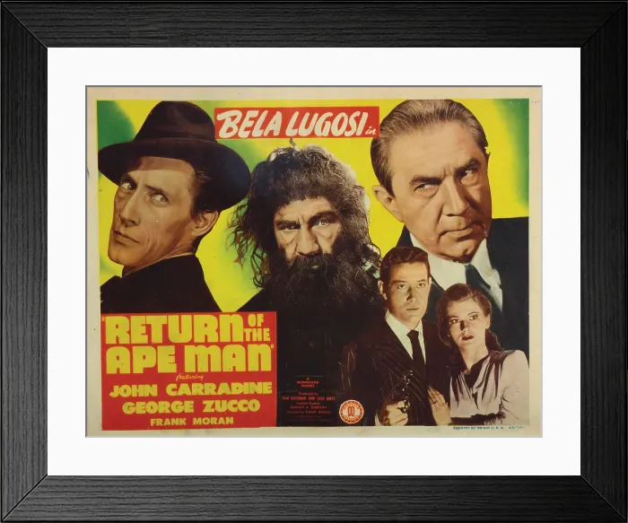 Framed Print : RETURN OF THE APE MAN, (top) John Carradine, Frank Moran, Bela Lugosi, (bottom) Tod Andrews, Teala Loring, 1944