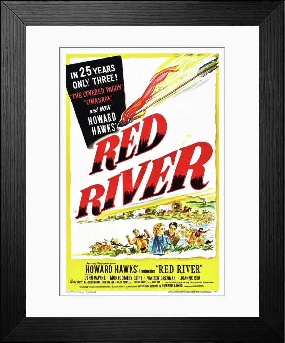 Framed Print : RED RIVER, U.S. poster art, John Wayne, Joanne Dru, Montgomery Clift, 1948 Framed Print : RED RIVER, U.S. poster art, John Wayne, Joanne Dru, Montgomery Clift, 1948