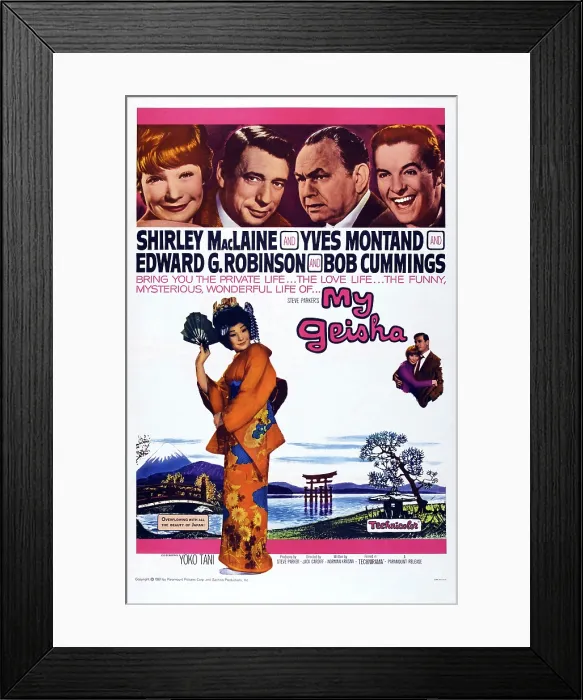 Framed Print : MY GEISHA, US poster, top from left: Shirley MacLaine, Yves Montand, Edward G Framed Print : MY GEISHA, US poster, top from left: Shirley MacLaine, Yves Montand, Edward G