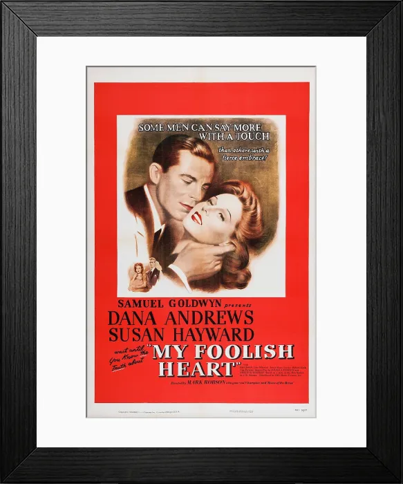 Framed Print : MY FOOLISH HEART, l-r: Dana Andrews, Susan Hayward on poster art, 1949