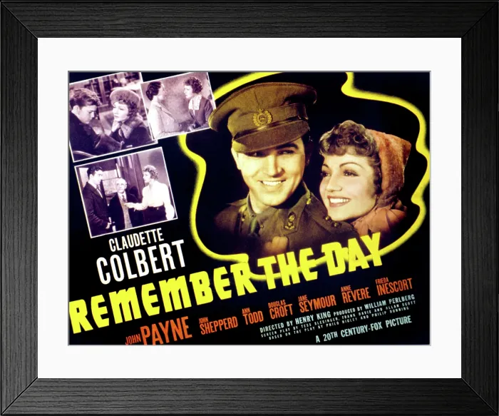 Framed Print : REMEMBER THE DAY, Claudette Colbert, John Payne, 1941, TM and copyright 20th Century Fox Film Corp. All rights reserved  /  Courtesy: Everett Collection