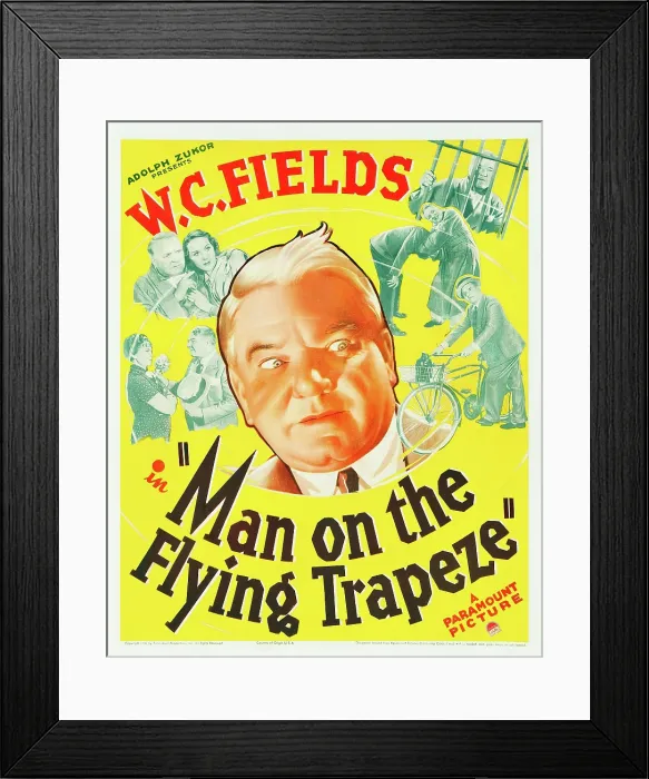 Framed Print : MAN ON THE FLYING TRAPEZE, W.C. Fields, Mary Brian on window card, 1935