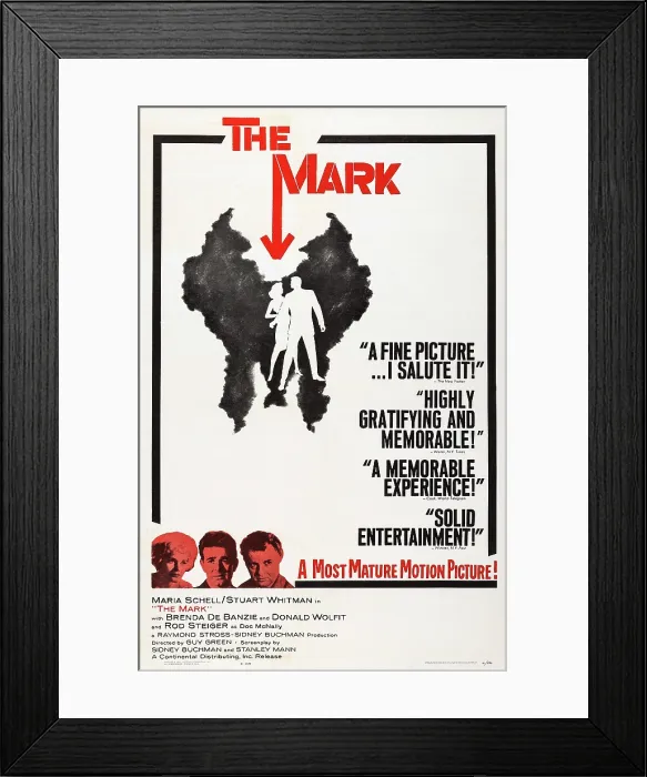 Framed Print : THE MARK, US poster, from left: Maria Schell, Stuart Whitman, Rod Steiger, 1961