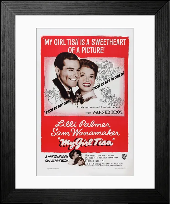 Framed Print : MY GIRL TISA, top, from left: Sam Wanamaker, Lilli Palmer, bottom left: Lilly Palmer on poster art, 1948