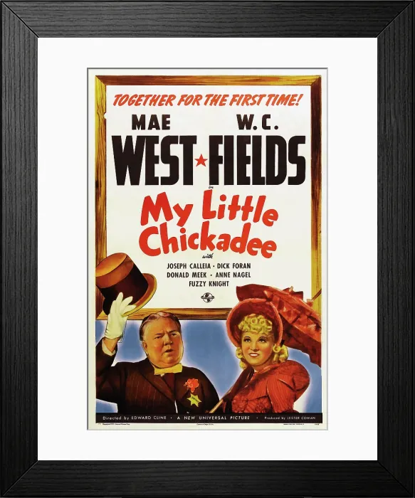 Framed Print : MY LITTLE CHICKADEE, l-r: W.C. Fields, Mae West on poster art, 1940