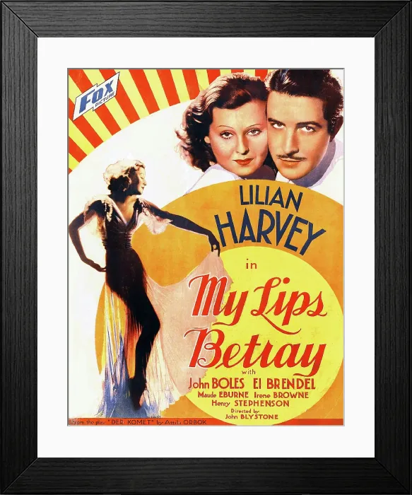 Framed Print : MY LIPS BETRAY, US poster art, from left: Lilian Harvey times two, John Boles, 1933. TM & copyright 20th Century Fox Film Corp. All rights reserved / courtesy Everett Collection Framed Print : MY LIPS BETRAY, US poster art, from left: Lilian Harvey times two, John Boles, 1933. TM & copyright 20th Century Fox Film Corp. All rights reserved / courtesy Everett Collection