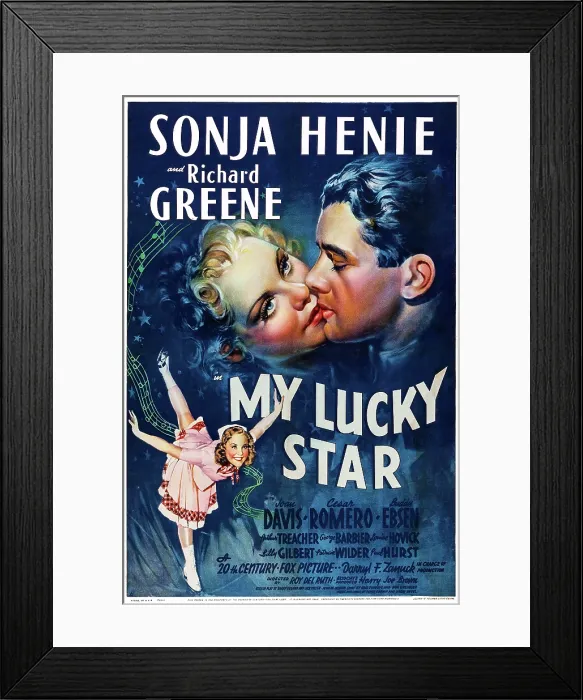 Framed Print : MY LUCKY STAR, US poster art, top from left, Sonja Henie, Richard Greene; bottom left: Sonja Henie, 1938. TM & Copyright 20th Century Fox Film Corp Framed Print : MY LUCKY STAR, US poster art, top from left, Sonja Henie, Richard Greene; bottom left: Sonja Henie, 1938. TM & Copyright 20th Century Fox Film Corp