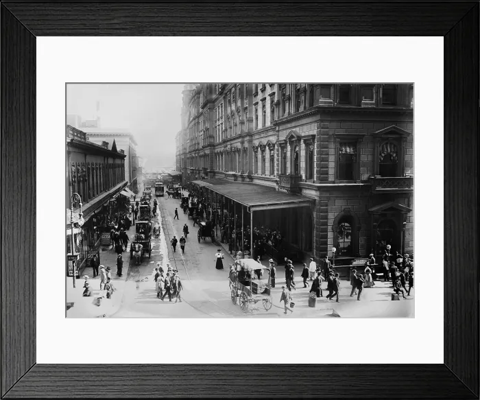 Framed Print : South West corner of old Grand Central Station looking north on Vanderbilt Avenue toward the trains yards