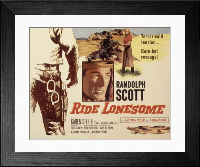 Framed Print : RIDE LONESOME, Randolph Scott, Karen Steele, 1959 Framed Print : RIDE LONESOME, Randolph Scott, Karen Steele, 1959