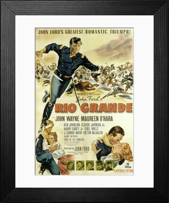 Framed Print : RIO GRANDE, John Wayne, Claude Jarman Jr. Maureen O'Hara (bottom left), 1950 Framed Print : RIO GRANDE, John Wayne, Claude Jarman Jr. Maureen O'Hara (bottom left), 1950