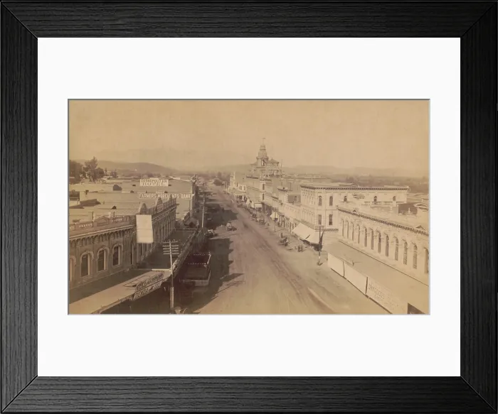 Framed Print : Bird's-eye view of Main Street in Los Angeles, California, in 1886