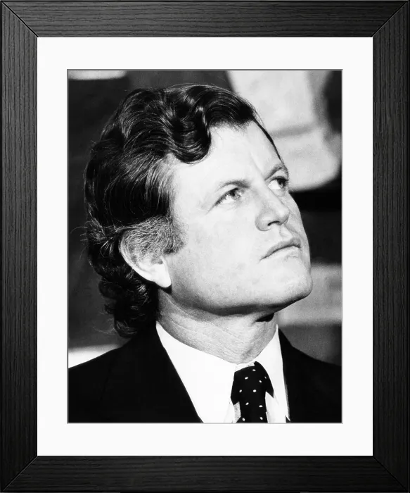 Framed Print : Senator Edward Kennedy, announcing third annual Robert F. Kennedy Pro-Celebrity Tennis Tournament, New York, July 11, 1974, Courtesy: CSU Archives / Everett Collection